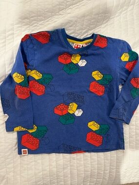Kids LEGO Blue Long-Sleeve Tee with Multicolor Brick Print 4 4T Primark